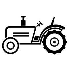 Tractor Generic Hand Drawn Black icon. Sketch farmer tractor, side view. Wheeled tractor, simple flat vector illustration.