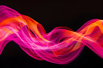 Dynamic neon waves of pink and orange. A vibrant display on black background.