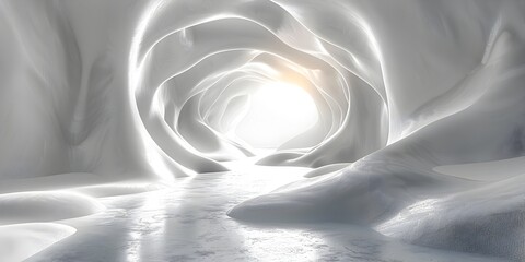 Luminescent Ice Cave Tunnel A Surreal, High-Resolution Interior with Soft Natural Light