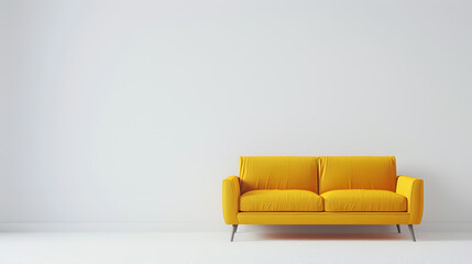 Yellow sofa isolated on white background
