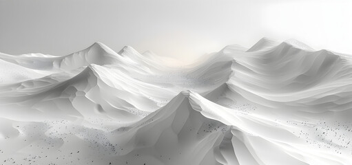 Fototapeta premium Mystical Undulating White Desert Landscape - Vector Illustration with Low Saturation and High Contrast