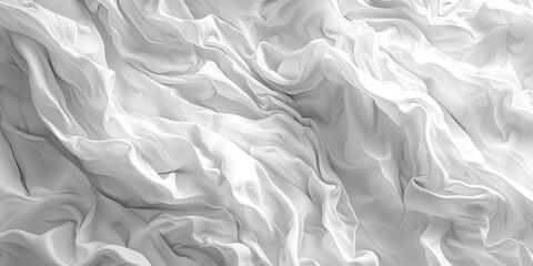 Soft Waves and Folds of White Cloth An Abstract 3D Texture Perspective