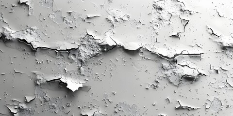 Black and White Grunge Texture with Cracked Paint on a Wall - Abstract White Cracked Paint Background