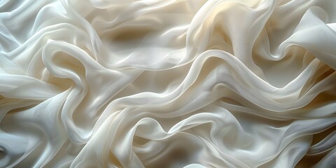 Elegant White Silk in Motion Intricate Texture and Luxurious Flow, Symbolizing Sophistication and...