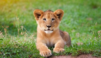 lion cub in grass