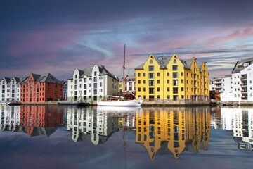 Ålesund, important fishing port on the Norwegian Sea - Norway