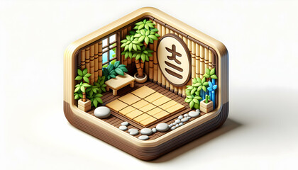 Serene Studio - Realistic 3D Interior Design with Bamboo Floor and Zen Sand Garden