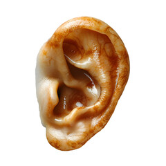 Hyper-Realistic Wax Ear on White Background, Delectable Food Ear, and Textured Clay Ear - Human Anatomy Showcase - obrazy, fototapety, plakaty