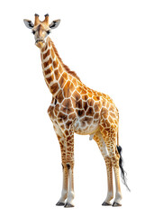 Giraffe in Isolation A Striking Full Body Shot on White Background