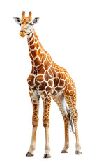 Giraffe in High-Definition Focus, Exuding Captivating Presence on White
