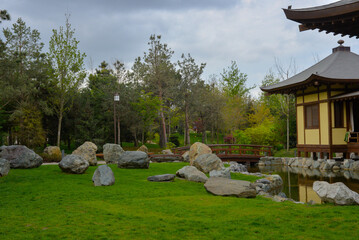 A picturesque place in the Japanese garden Krasnodar. Public landscape of Galician Park. Krasnodar,...