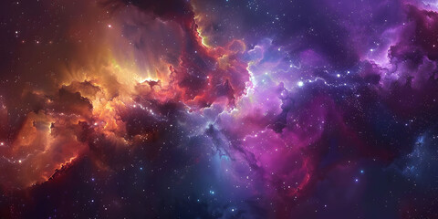 Vibrant Nebula Cloud in Space Galaxy Ideal for Wallpapers and Backgrounds - obrazy, fototapety, plakaty