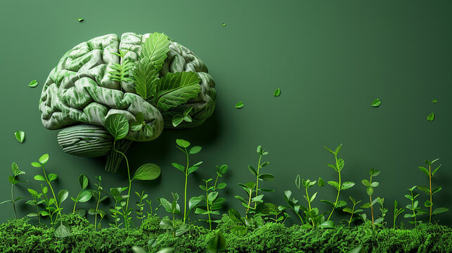 brain with plants growing.