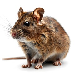 Brown Field Mouse in Stark Contrast A High Definition Portrait on a White Background
