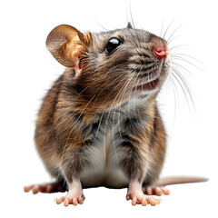 Detailed Close-up of a Realistic Rat on a White Background