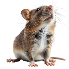 Inquisitive Rat Examines its Surroundings with Rapt Attention on Pristine White Background
