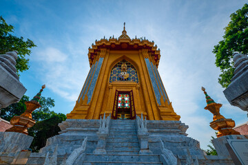 View of beautiful temple at Wat Yanasangwararam or Yanasangwararam temple, Pattaya Thailand.  - obrazy, fototapety, plakaty