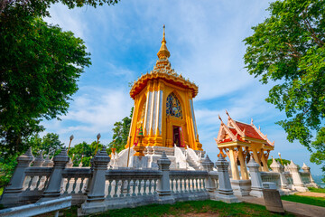 View of beautiful temple at Wat Yanasangwararam or Yanasangwararam temple, Pattaya Thailand.  - obrazy, fototapety, plakaty