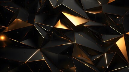 3d rendering of gold and black abstract geometric background. Scene for advertising, technology, showcase, banner, game, sport, cosmetic, business, metaverse. Sci-Fi Illustration. Product display - obrazy, fototapety, plakaty