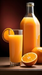 glass of orange juice and orange