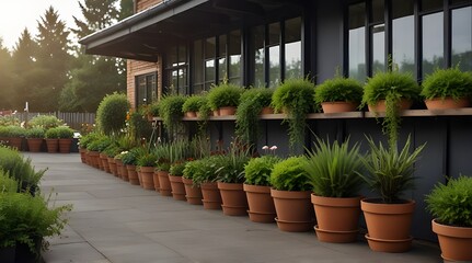 Fototapeta na wymiar Garden shop a row of Plants For landscape design .Generative AI