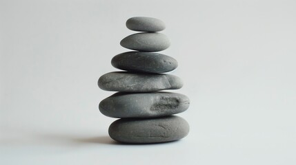 A stack of pebbles arranged in a simple yet elegant pattern, symbolizing balance and tranquility, minimalist style