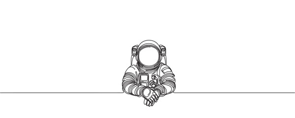 Single continuous line of astronaut, Space traveler astronaut concept. one line astronaut vector illustration