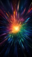 Fototapeta premium A supernova remnant with a bright center and rainbow-colored shockwaves.