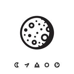 Moon, vector illustration, moon logo icon with craters