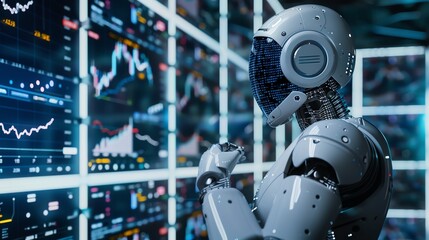 Analyze the use of AI in the financial services industry, including applications in fraud detection, risk assessment, and algorithmic trading - obrazy, fototapety, plakaty