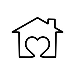 House icon with heart, cafe house icon concept, construction building