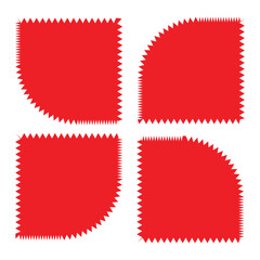 Zig zag edge rectangle shape collection. Jagged rectangular elements set. red  graphic design elements for decoration, banner, poster, template, sticker, badge. Vector illustrator, eps10