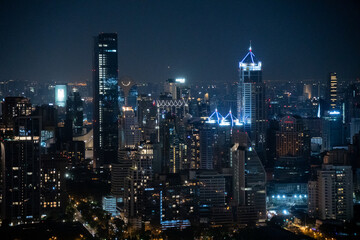 Fototapeta na wymiar Night Bangkok, Thailand, architecture of Asia