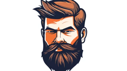 Poster Bearded male head. Stylish modern headdress hipster © iclute3