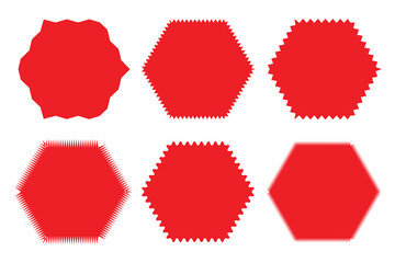 Zig zag edge rectangle shape collection. Jagged rectangular elements set. red  graphic design elements for decoration, banner, poster, template, sticker, badge. Vector illustrator, eps10 - obrazy, fototapety, plakaty