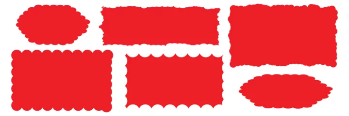 Foto op Plexiglas Zig zag edge rectangle shape collection. Jagged rectangular elements set. red  graphic design elements for decoration, banner, poster, template, sticker, badge. Vector illustrator, eps10 © koushik