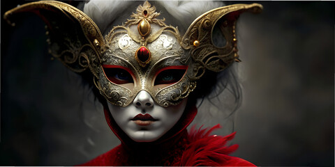 carnival mask, generated by AI, design, wallpaper, graphics, abstraction, creative, vector, illustration, patterns, computer graphics, colors, shapes, 3D, idea, black tones, blue tones, orange tones, 