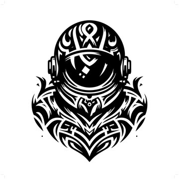astronaut in modern tribal tattoo, abstract line art of people, minimalist contour. Vector