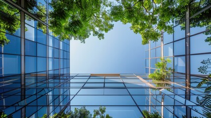 Tall Buildings and Trees in Urban Landscape