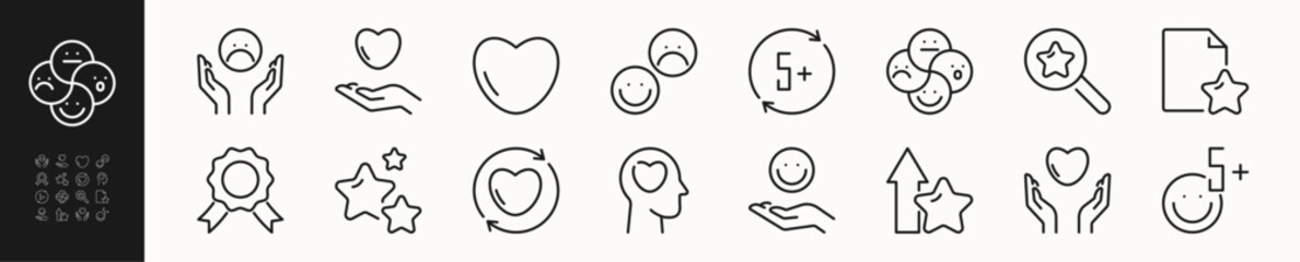 Feedback and review line icons. Isolated on a white background. Pixel perfect. Editable stroke. 64x64.