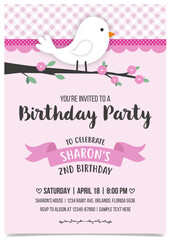 Birdie Party invitation card template