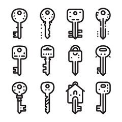 key icon set. keys vector illustration.