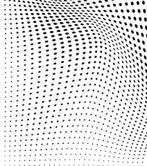 Abstract halftone texture. Chaotic waves of black dots on a white background