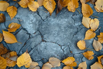 Autumn's embrace: golden leaves on stone, a tribute to gratitude