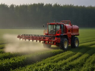 Fototapeta premium An agricultural machine, robust and efficient, its mechanical arms tilling soil or harvesting crops with precision . 