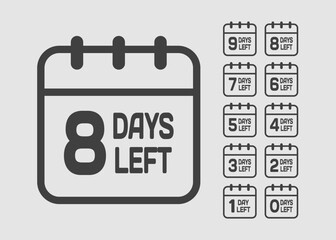 Countdown daily page calendar icon - 8 days left