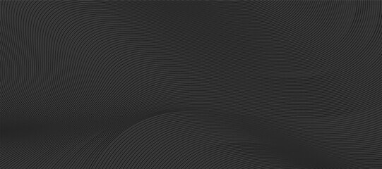Black abstract background design. wavy line pattern, dark horizontal 