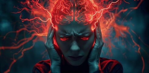 Woman Emitting Red Light