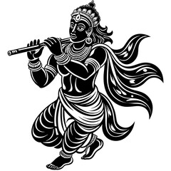 hindu-god-krishna-with-flute-on-an-isolated-white