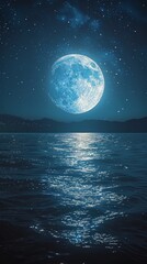 Blue Moon Reflecting on Water